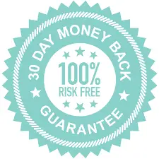 circular badge displaying thirty day money back guarantee